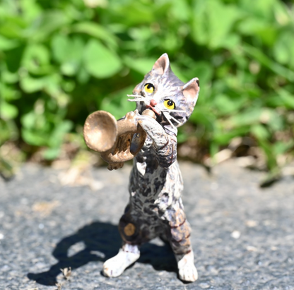 Fritz Bergmann  Austrian Vienna Cold  Painted Bronze Musical Cat Playing Trumpet6