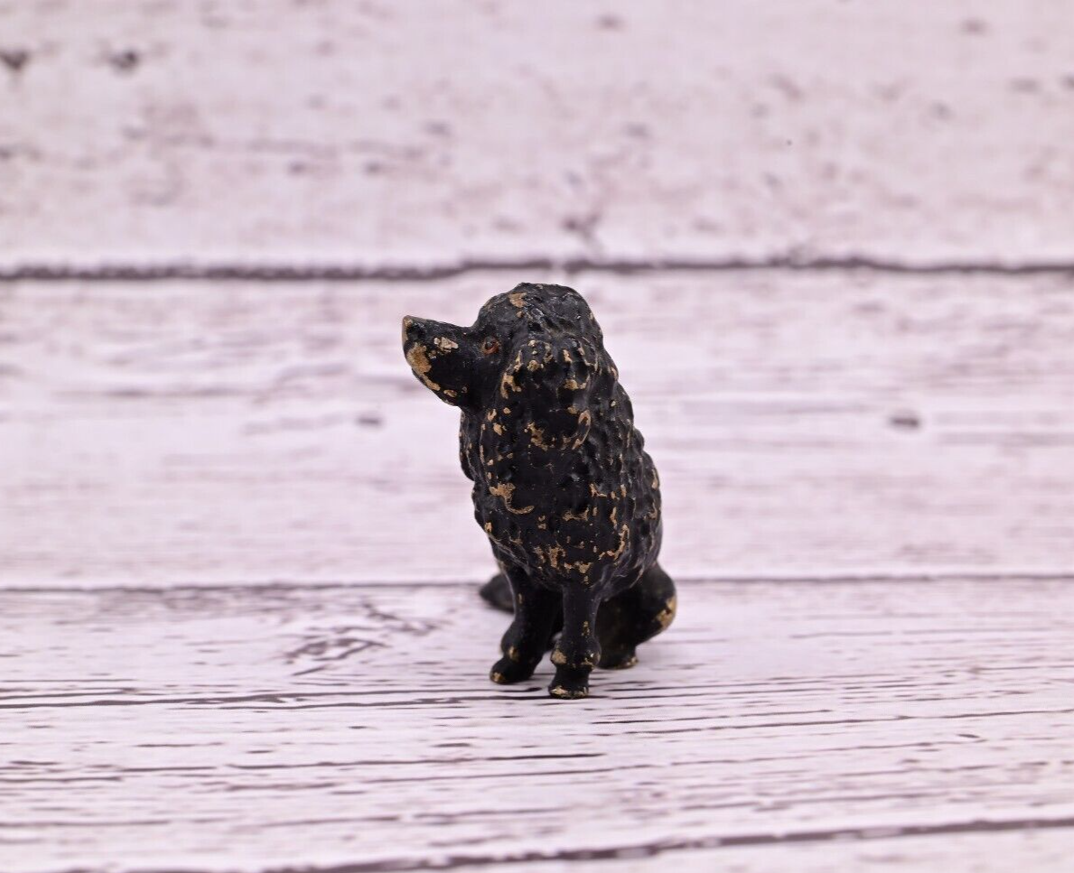 Antique Austrian Vienna Cold Painted Bronze Figure of Small Black Poodle3