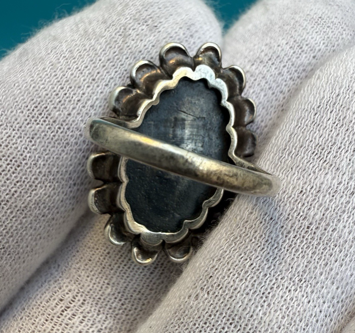 Gorgeous Vintage Sterling Silver Native American Mother of Pearl Ring2