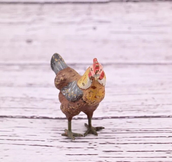 Beautiful Antique Austrian Vienna Cold Painted Bronze Figure of Miniature Hen6