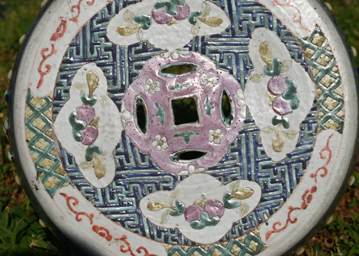 Antique Hand Painted Porcelain Garden Seat / Drum Stool Dragon & Phoenix Design9