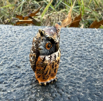 Gorgeous Antique Austrian Vienna Cold Painted Bronze Figure of Orange Owl6