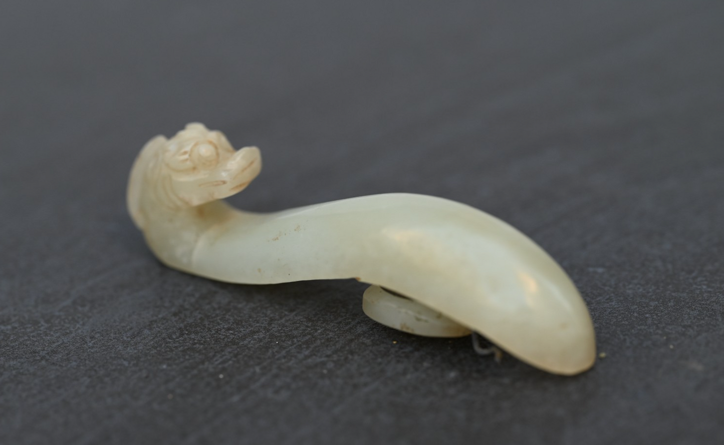 Genuine Antique 1900s Carved Chinese White Celadon Jade Dragon Belt Hook2