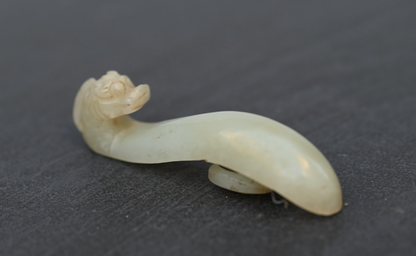 Genuine Antique 1900s Carved Chinese White Celadon Jade Dragon Belt Hook2