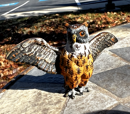Antique Austrian Vienna Cold Painted Bronze Figure of Owl1