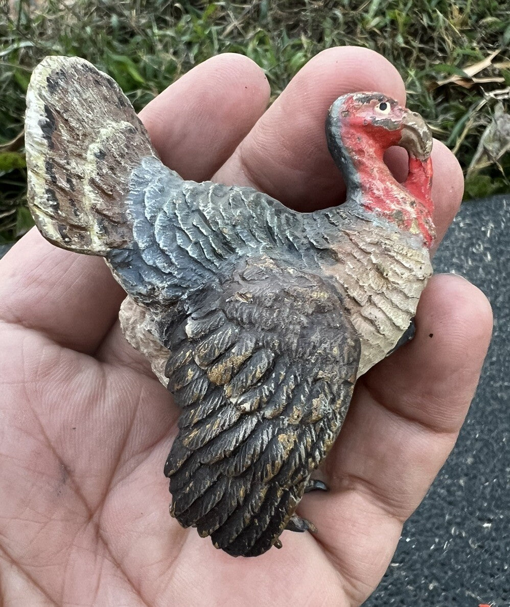 Beautiful  Antique Austrian Vienna Cold Painted Bronze Figure of Turkey0