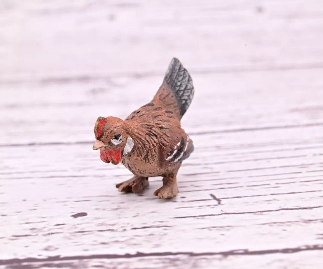 Superb Antique Austrian Vienna Cold Painted Bronze Figure of Brown Chicken Hen6
