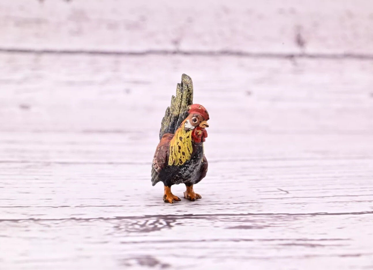 Super Nice Antique Austrian Vienna Cold Painted Bronze Figure of Rooster2