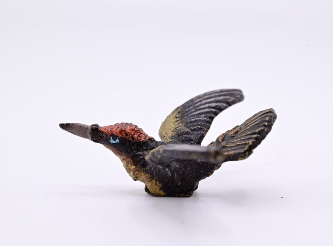 Rare Form Antique Austrian Vienna Cold Painted Bronze Figure of Hummingbird0