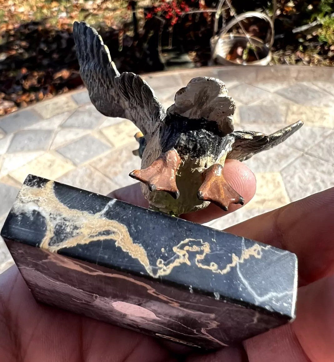 Antique Austrian Vienna Cold Painted Bronze Figure of Flying Duck7