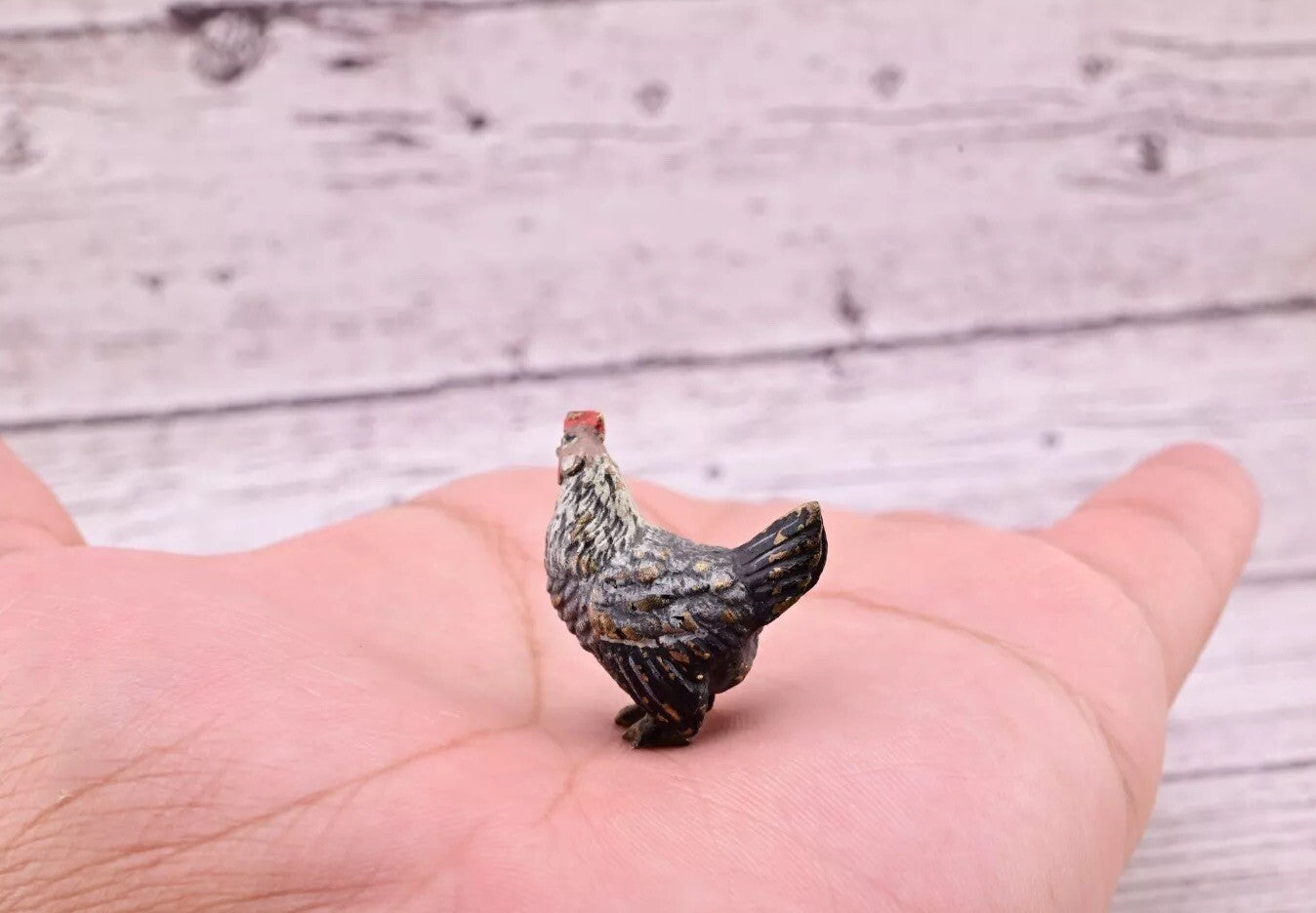 Awesome Antique Austrian Vienna Cold Painted Bronze Figure of Cute Small Chicken8