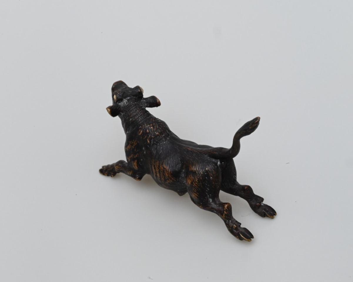 Original Antique Austrian Vienna Cold Painted Bronze Figure Running Black Bull5