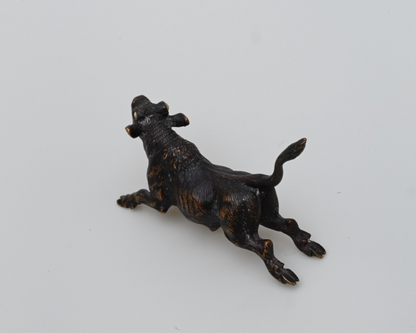 Original Antique Austrian Vienna Cold Painted Bronze Figure Running Black Bull5
