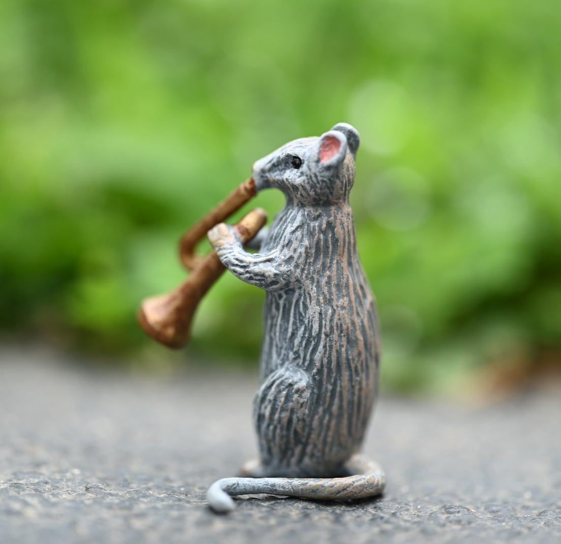 Fritz Bermann Austrian Vienna Cold Painted Bronze Mouse / Rat Playing Trumpet2