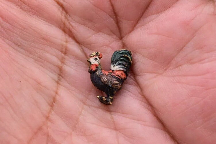 Very Tiny Antique Austrian Vienna Cold Painted Bronze Figure of Miniature Roost2