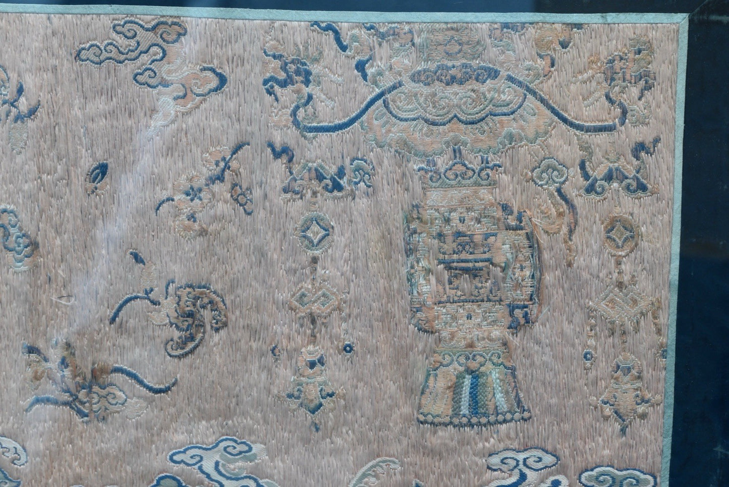 Stunning Glass Framed Ming - Early Qing Dynasty Silk Altar Panel W/ Dragons8