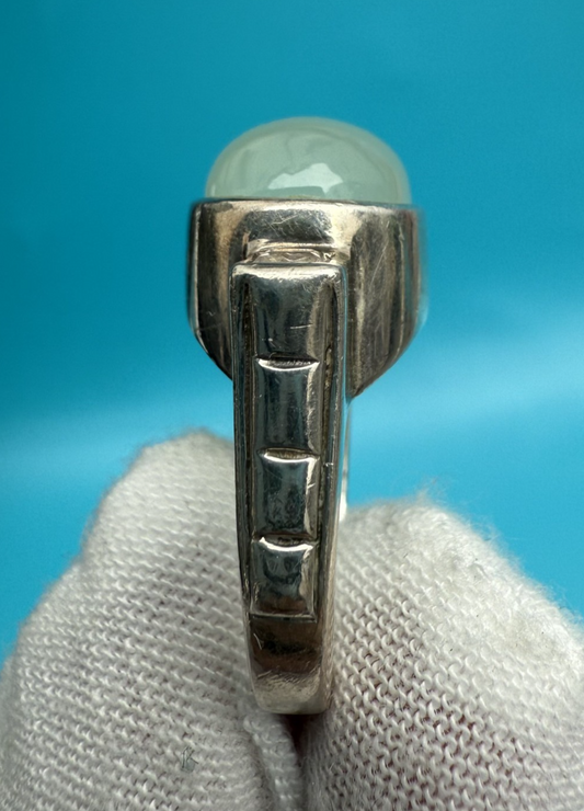Judith Ripka Sterling Silver Ring Featuring Seafoam Green Chalcedony Cabochon1