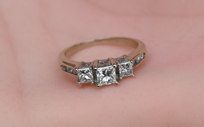 Princess Cut Diamond Three-stone Engagement Ring Crafted in 14k Two Tone Gold3