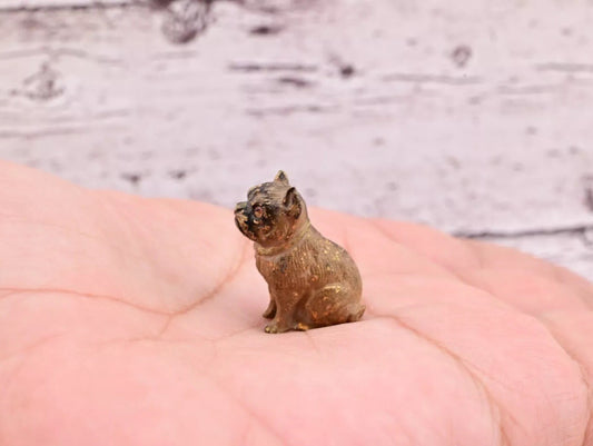 Super Tiny Antique Austrian Vienna Cold Painted Bronze Figure of Detailed Pug1