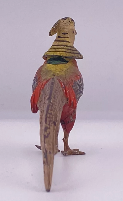 Large Antique Austrian Vienna Cold Painted Bronze Figure of Golden Pheasant 5"L3
