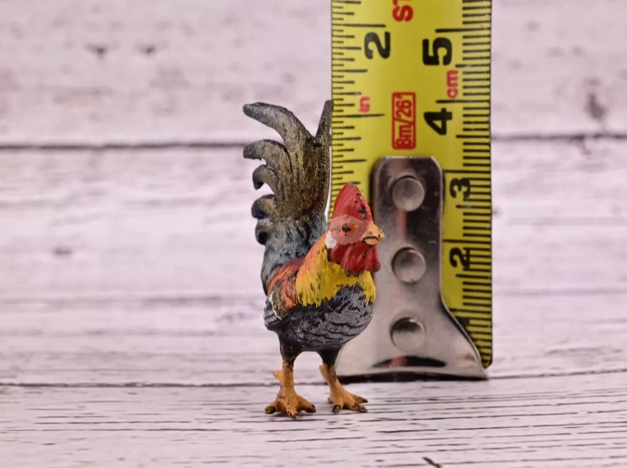 Early Antique Austrian Vienna Cold Painted Bronze Figure of Miniature Rooster10