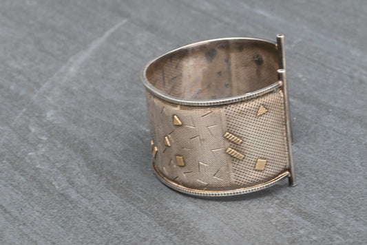 Retro Geometric Design Sterling Silver & 14K Cuff Bracelet by KIMBERLY KEYWORTH1