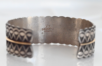 Gorgeous Native American Sterling Silver Cuff Bracelet w/ 14k Bar by Sara Hideko4