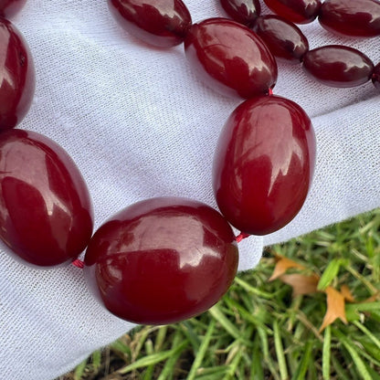 Antique Cherry Amber Beaded Necklace 42 Grams3