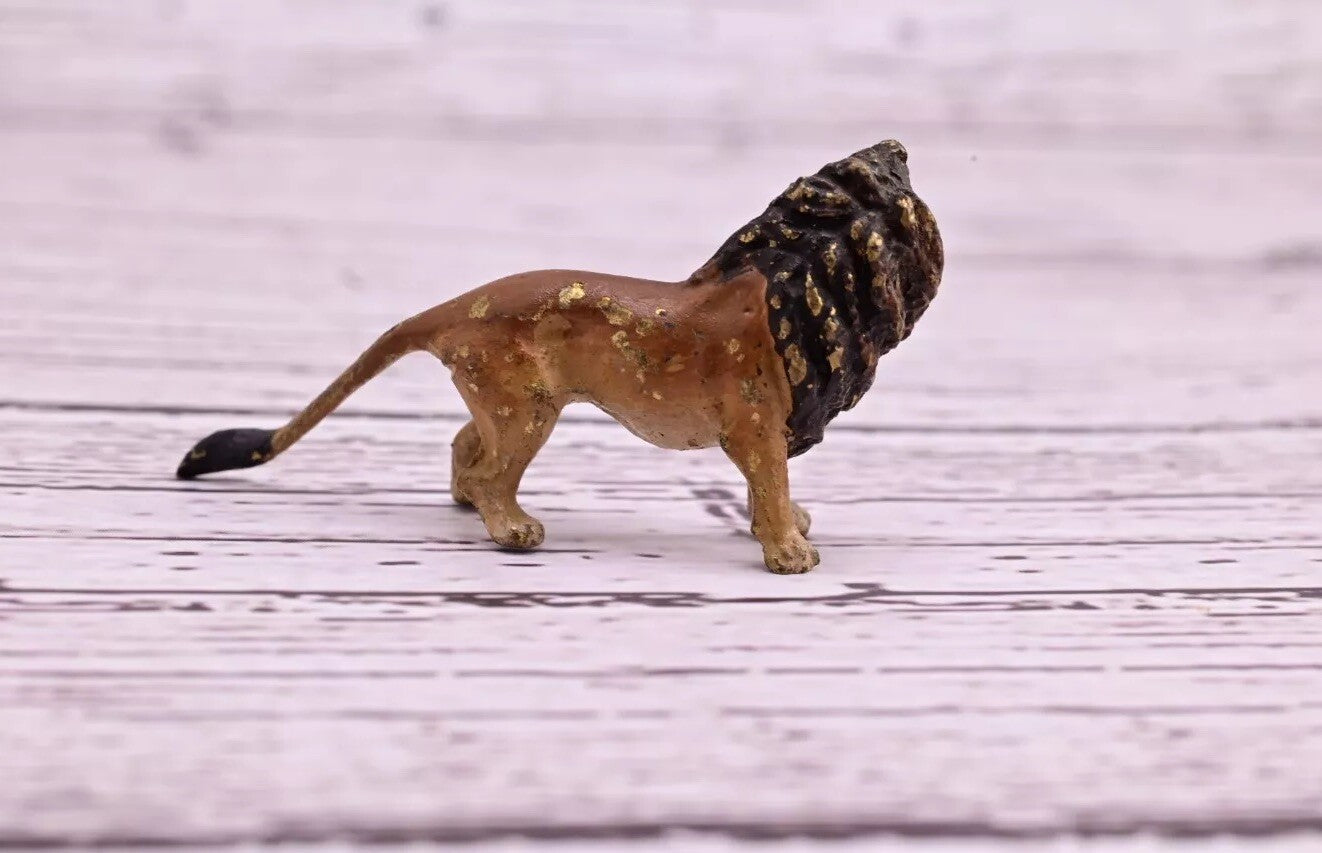 Super Tiny Antique Austrian Vienna Cold Painted Bronze Figure Standing Lion5