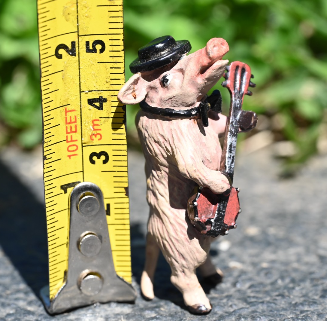Fritz Bergmann Austrian Vienna Cold Painted Bronze Pig Playing Banjo Guitar7
