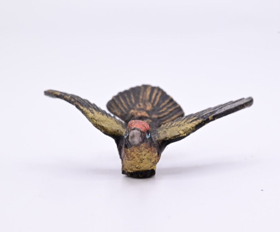 Rare Form Antique Austrian Vienna Cold Painted Bronze Figure of Hummingbird2