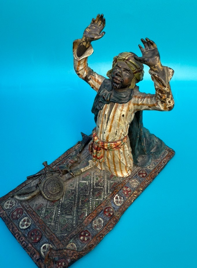 Antique Franz Bergmann Austrian Vienna Cold Painted Bronze Figure of Arab Man1