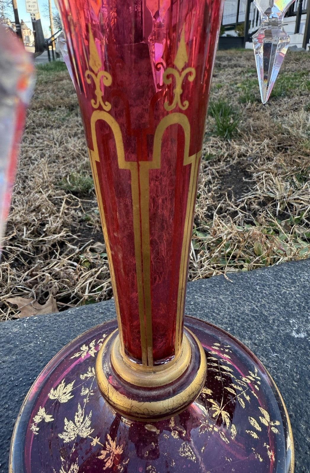 Stunning Antique 19th C. Bohemian Moser Art Glass Lustres in Ruby Ruby Color4