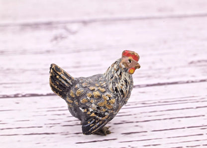 Early Antique Austrian Vienna Cold Painted Bronze Figure of Miniature Gray Hen11