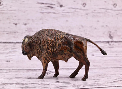 Amazing Antique Austrian Vienna Cold Painted Bronze Figure of American Bison4