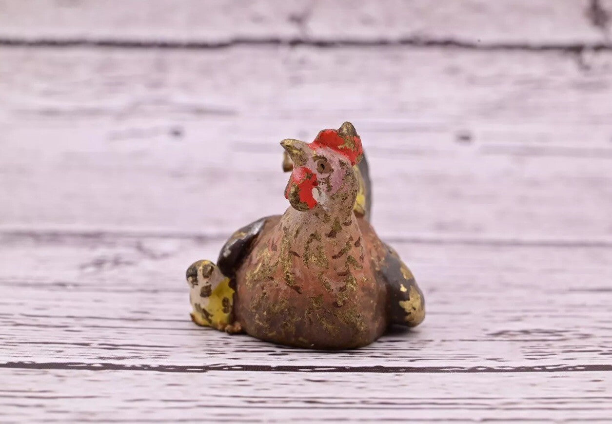 Attractive Antique Austrian Vienna Cold Painted Bronze Figure Hen With Chicks14