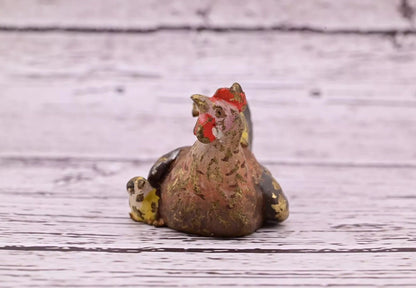 Attractive Antique Austrian Vienna Cold Painted Bronze Figure Hen With Chicks14