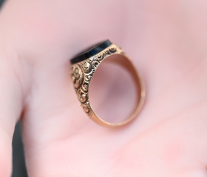 Antique Victorian or Edwardian Signet 10K YG Ring w/ Black Onyx Cameo of Goddess2