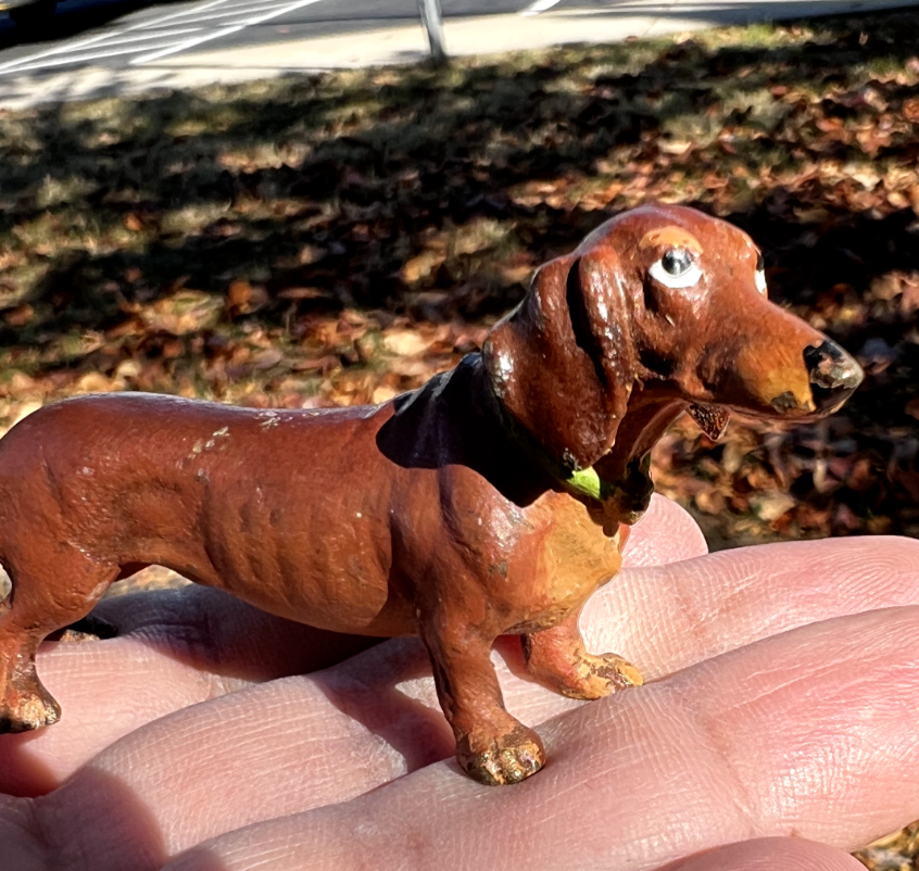 Gorgeous Antique Austrian Vienna Cold Painted Bronze Figure of  Dachshund Dog3
