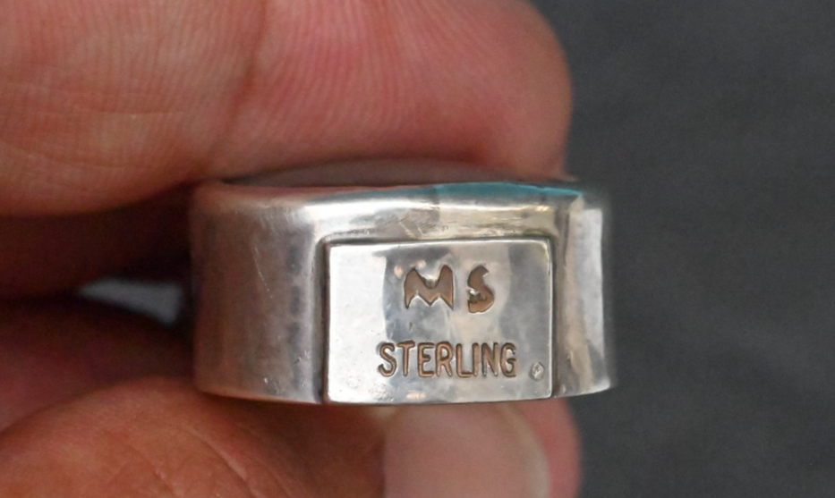 Sterling Silver Southwest Jewelers Loupe W/ Carved Bone Man in the Moon Face4