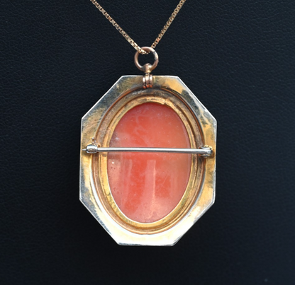 Wonderful Antique Carved Shell Cameo of Beautiful Woman Set in 10K Yellow Gold2