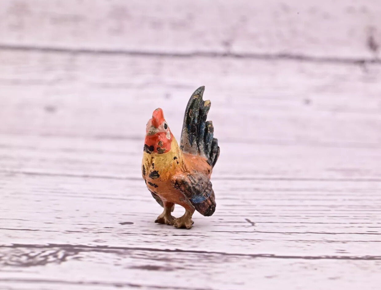 Original Miniature Antique Austrian Vienna Cold Painted Bronze Cute Rooster5