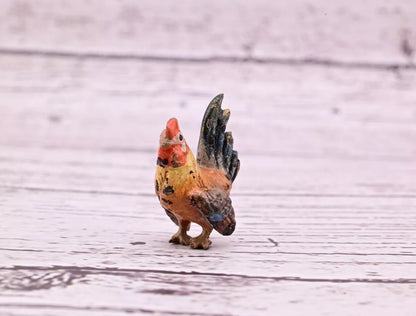 Original Miniature Antique Austrian Vienna Cold Painted Bronze Cute Rooster5
