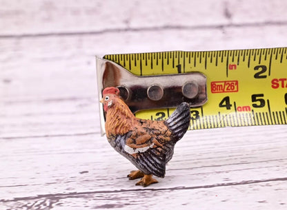 Rare Antique Austrian Vienna Cold Painted Bronze Figure of Super Tiny Brown Hen15