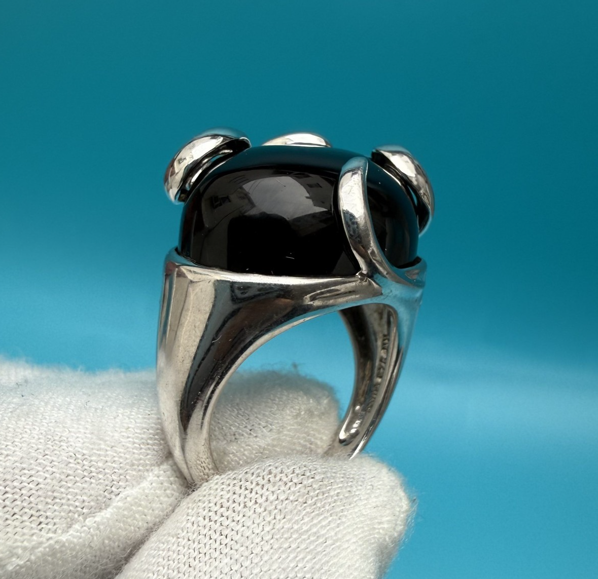 Gorgeous Sterling Silver Vintage Black Onyx Gemstone Ring2