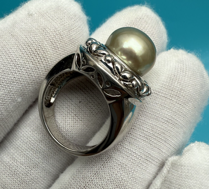 Vintage Honora Pearl & 925 Sterling Silver Ring2