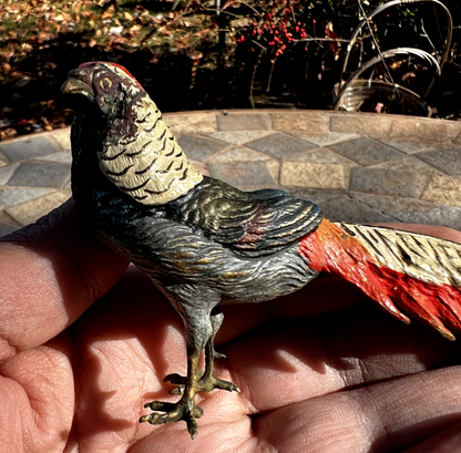 Antique Austrian Vienna Cold Painted Bronze Figure of Amherst Pheasant8