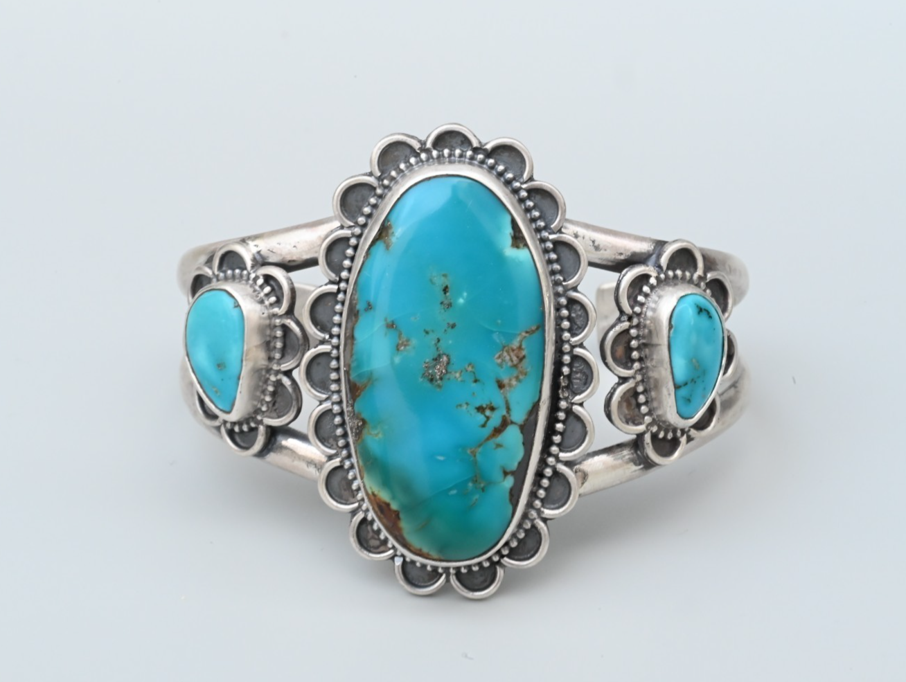 Southwestern Sterling Silver Cuff Bracelet with Sky Blue Turquoise4
