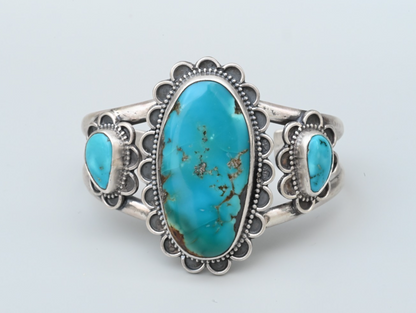 Southwestern Sterling Silver Cuff Bracelet with Sky Blue Turquoise4