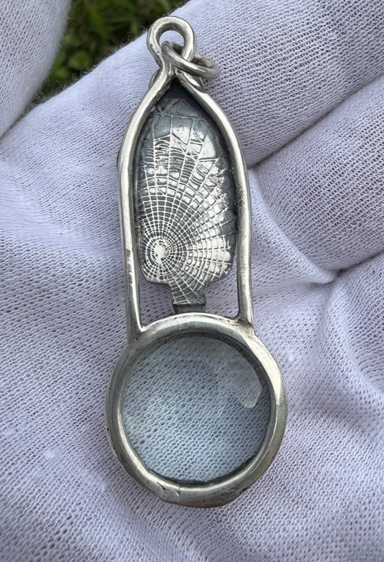 Signed MS Sterling Silver Southwest Jewelers Loupe W/ Red Hardstone5